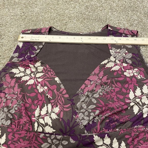 a.n.a Sleeveless Floral Tunic Blouse V-Neck Brown Purple Pink XXL 2X Lined Rayon - Picture 10 of 11